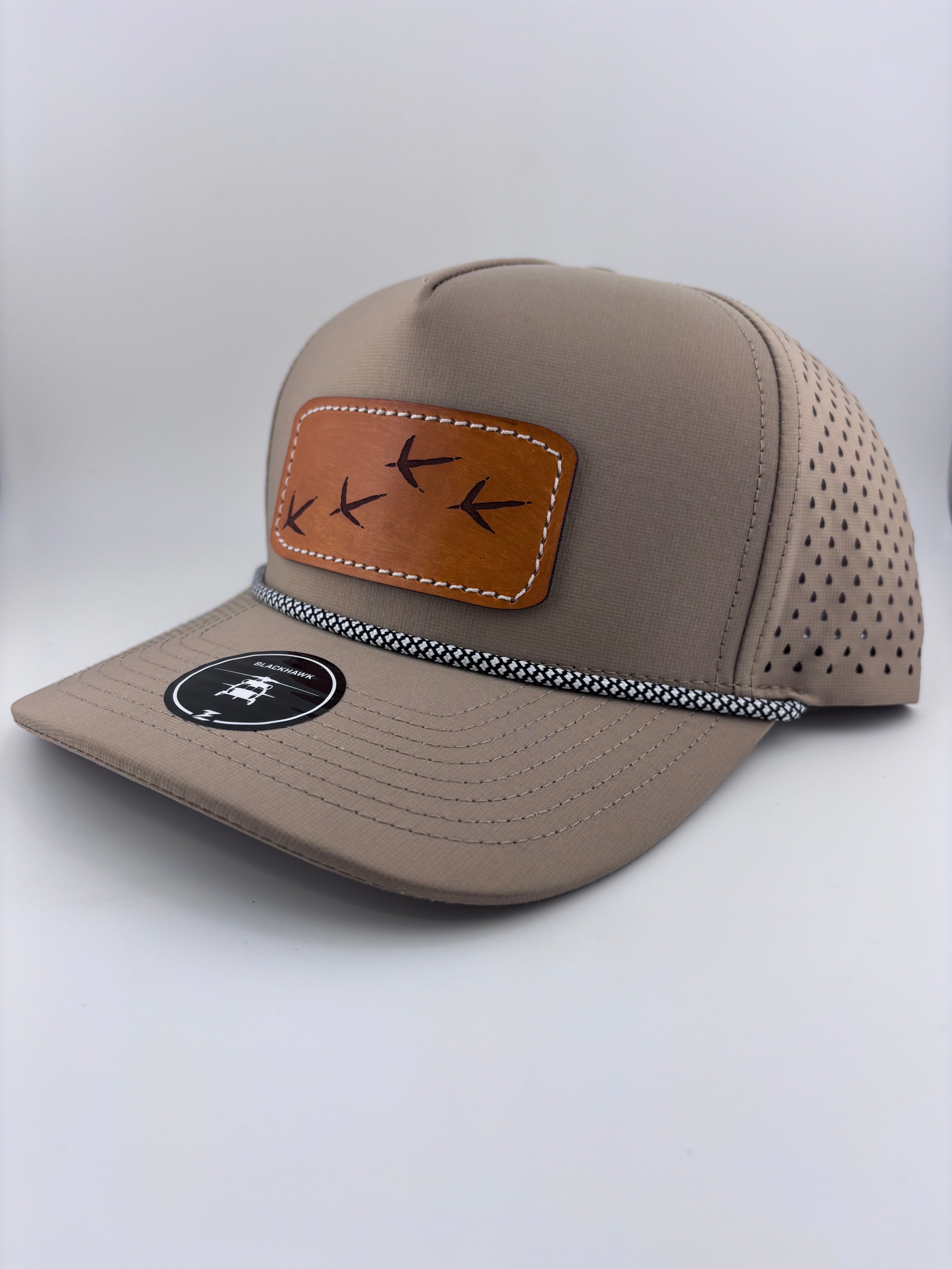 Leather Patch Hat-Turkey Tracks-Highline 5 panel