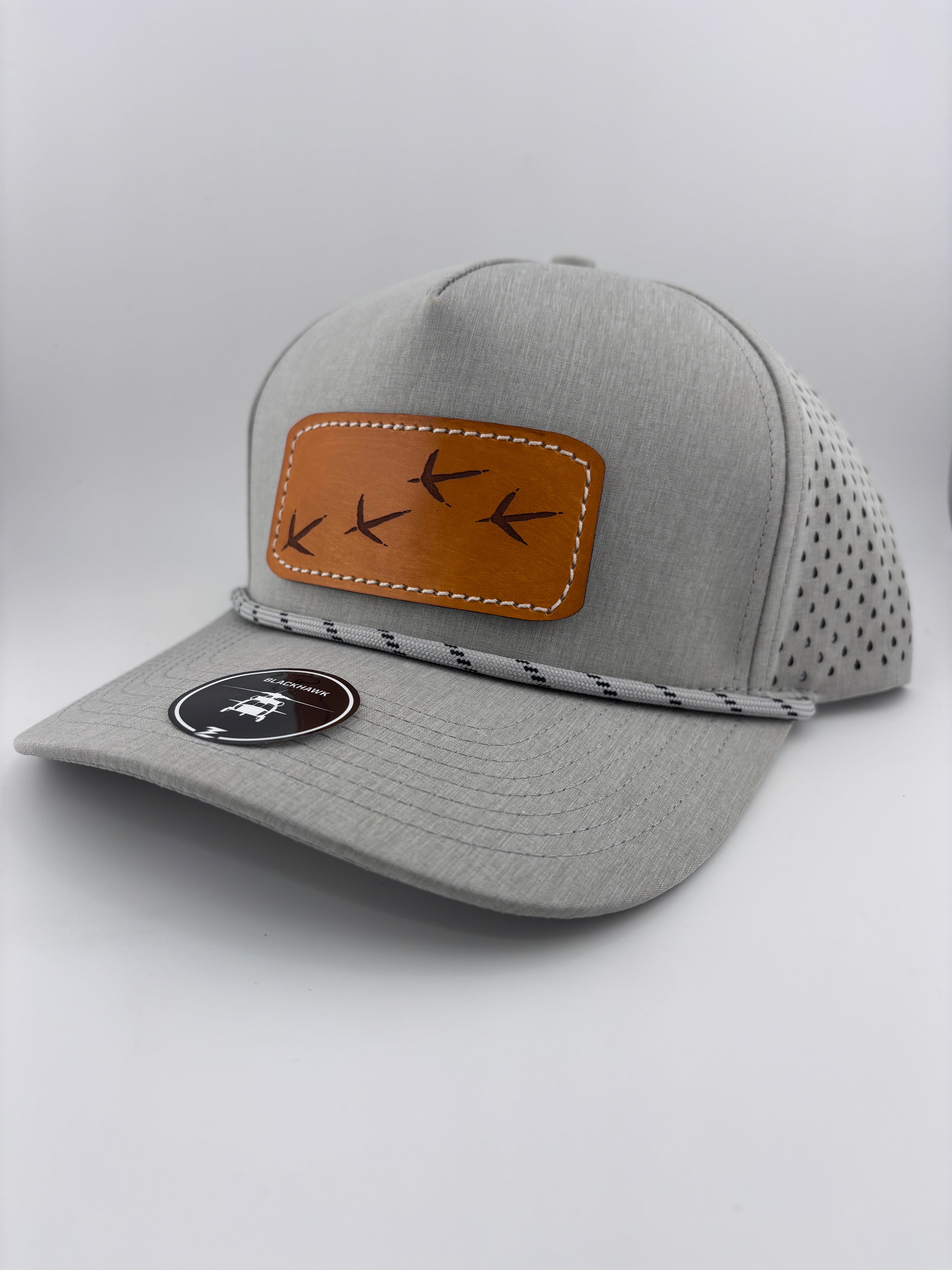 Leather Patch Hat-Turkey Tracks-Highline 5 panel