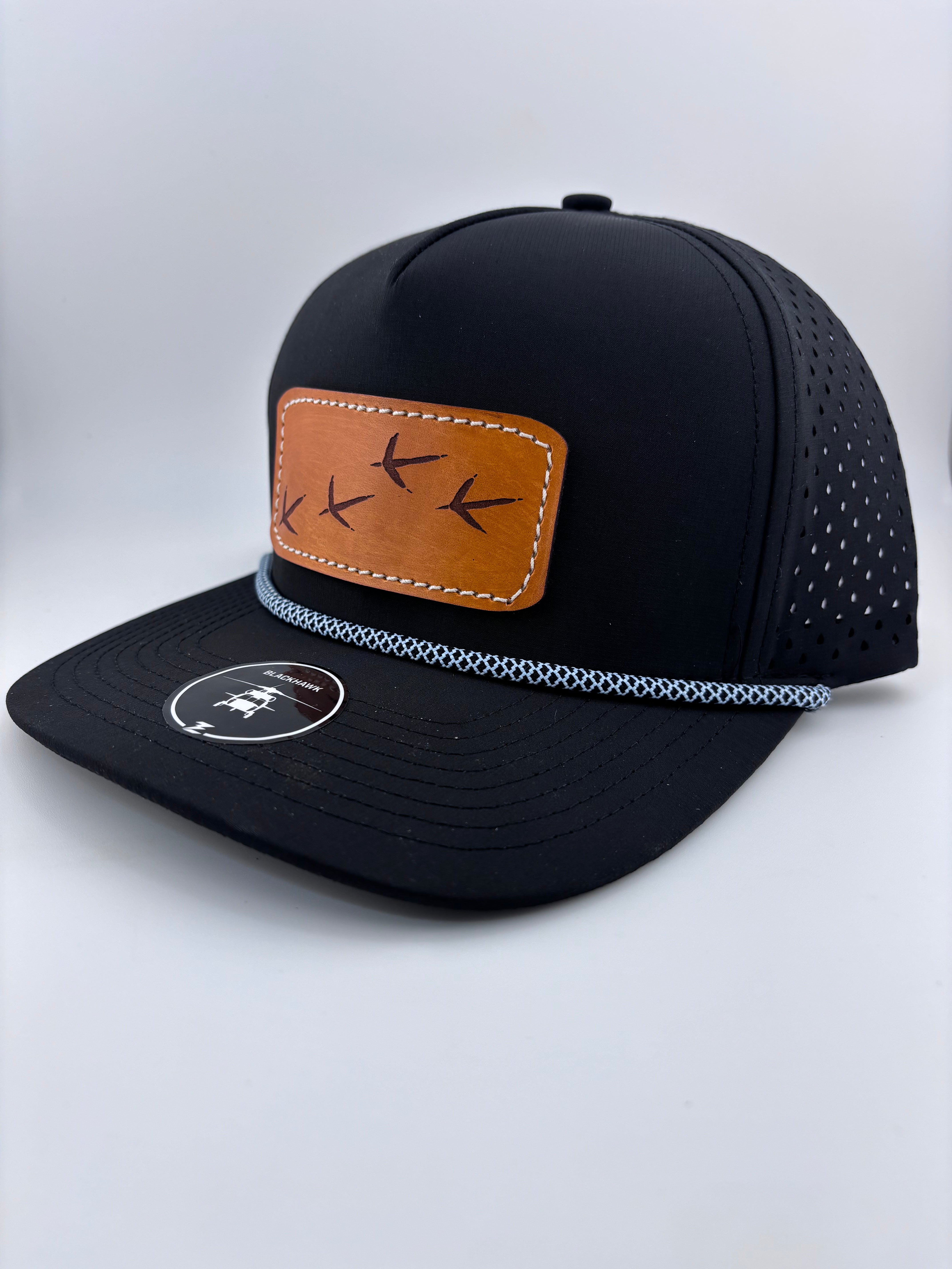 Leather Patch Hat-Turkey Tracks-Highline 5 panel