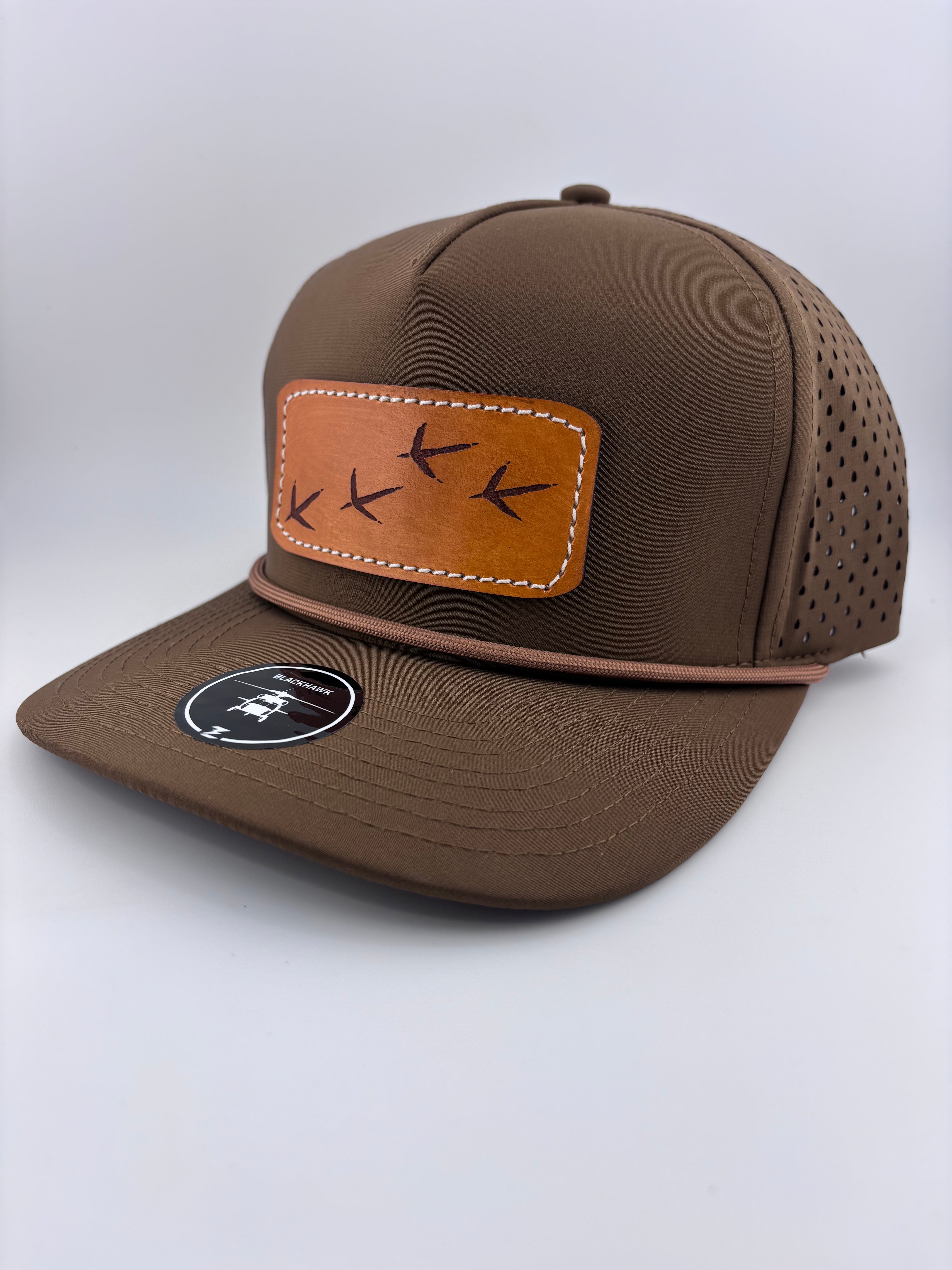 Leather Patch Hat-Turkey Tracks-Highline 5 panel
