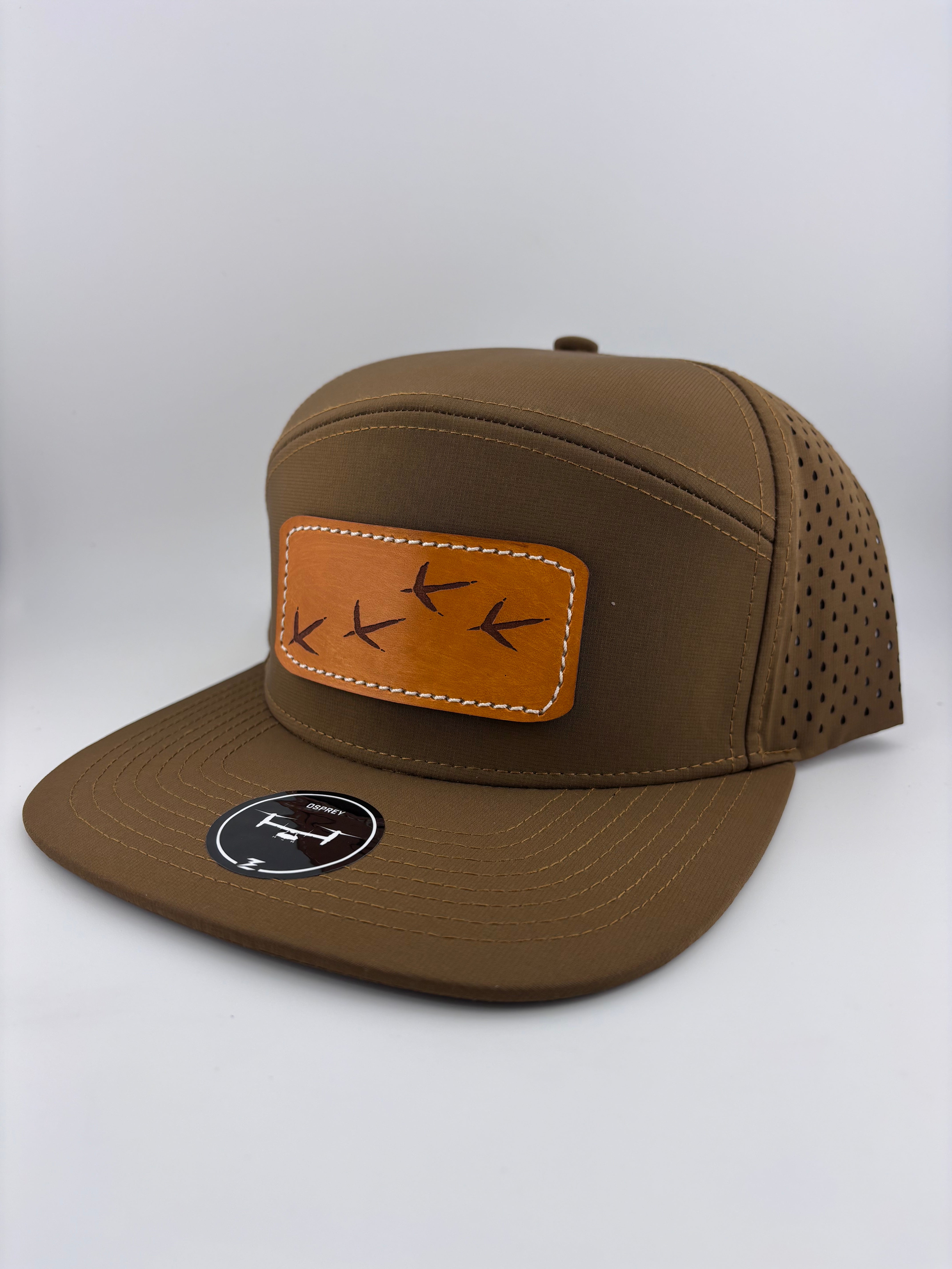 Leather Patch Hat-Turkey Tracks-Highline 7 panel