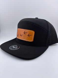 Leather Patch Hat-Turkey Tracks-Highline 7 panel