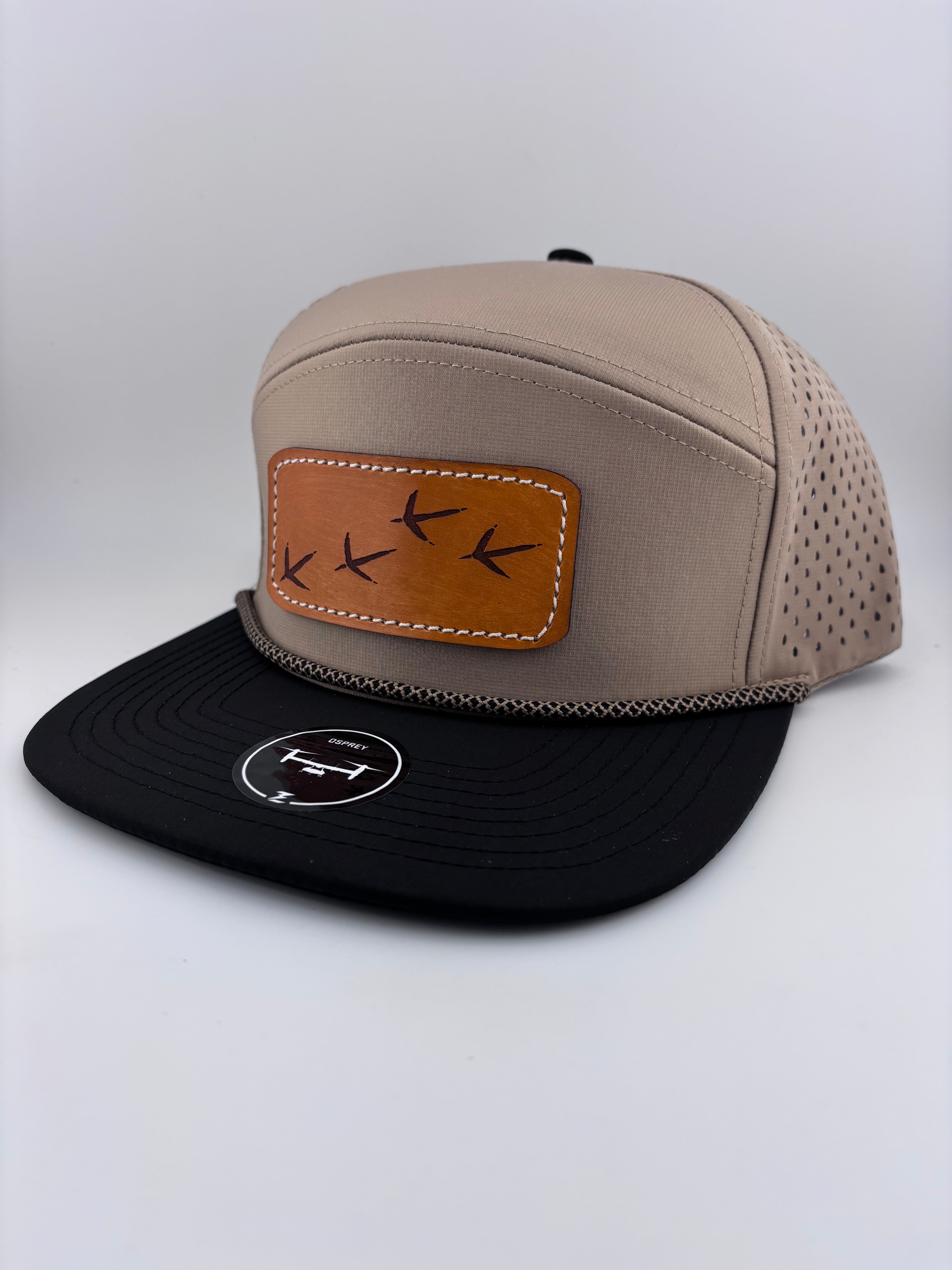 Leather Patch Hat-Turkey Tracks-Highline 7 panel