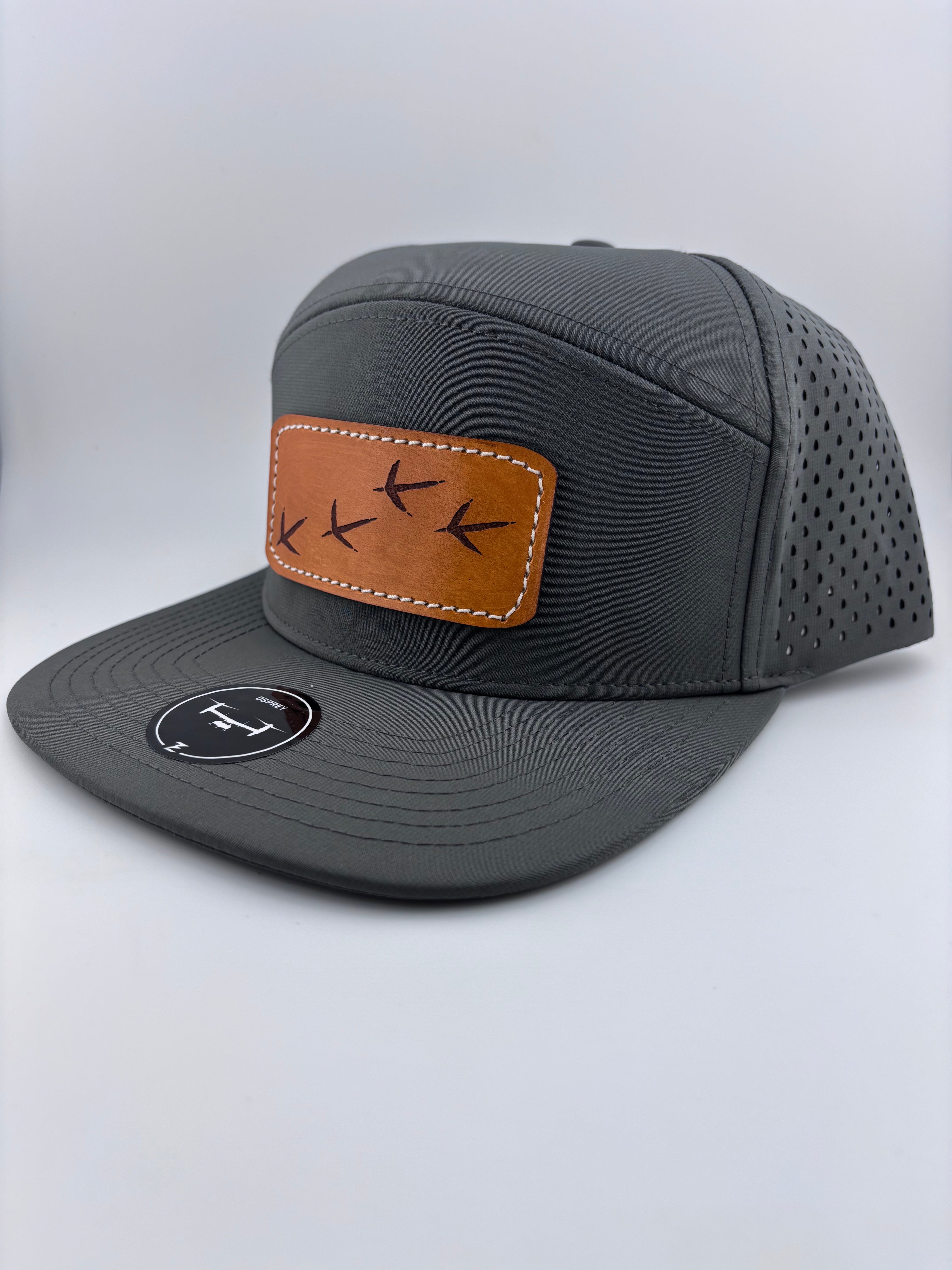 Leather Patch Hat-Turkey Tracks-Highline 7 panel